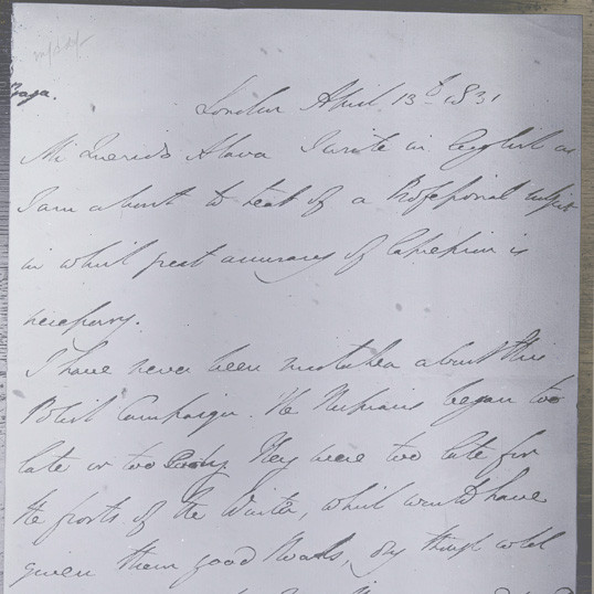 Handwritten correspondence (London, 1831)