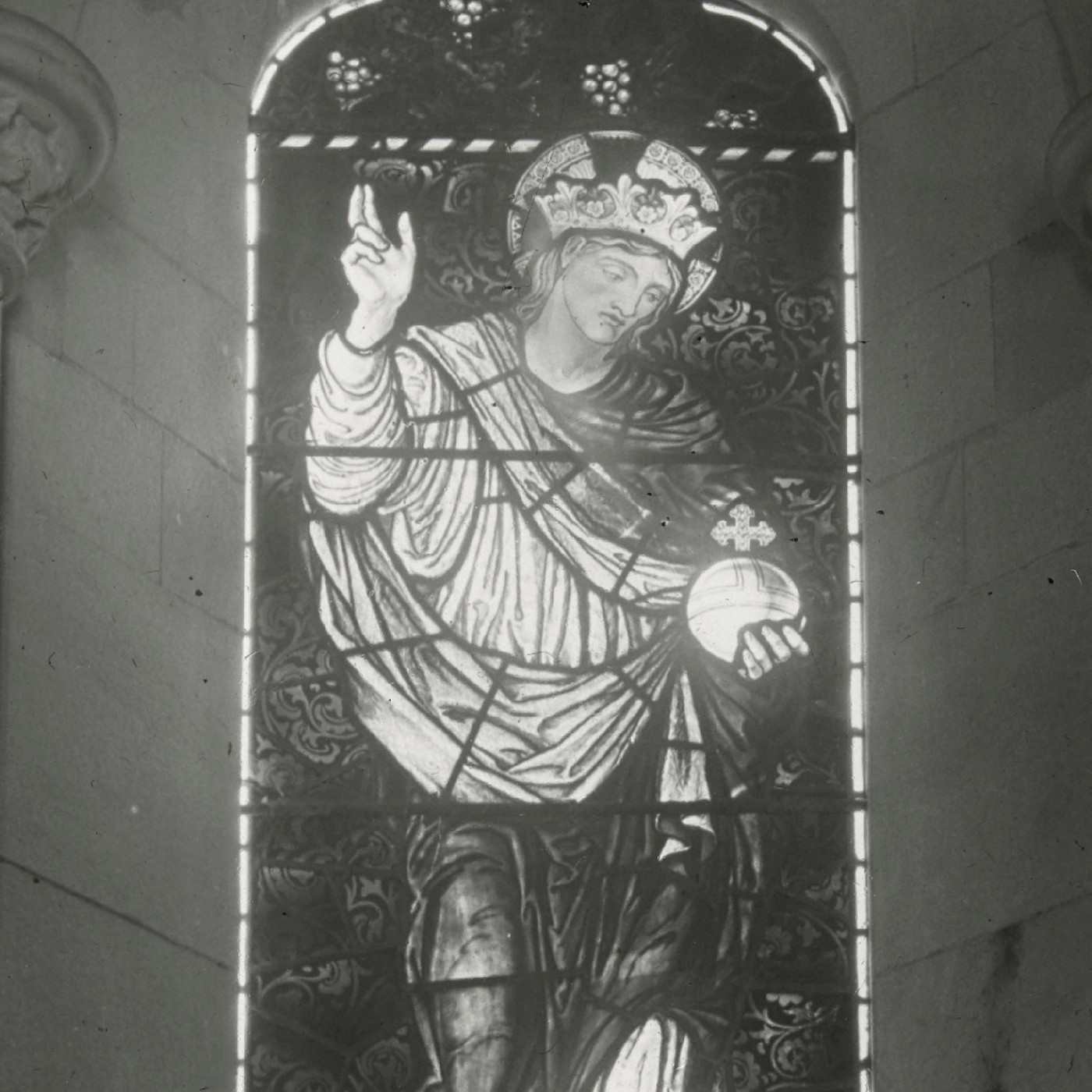 Stained glass window, titled "rex omnipotens" at St Barnabas Chapel, Norfolk Island