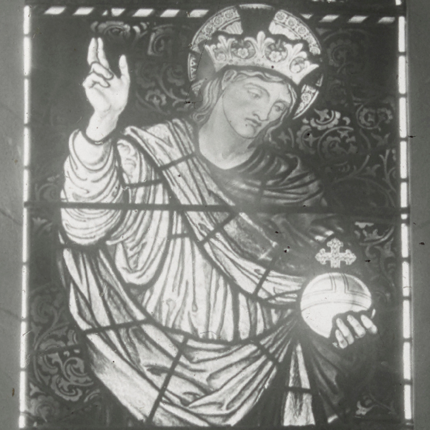 Stained glass window, titled "rex omnipotens" at St Barnabas Chapel, Norfolk Island