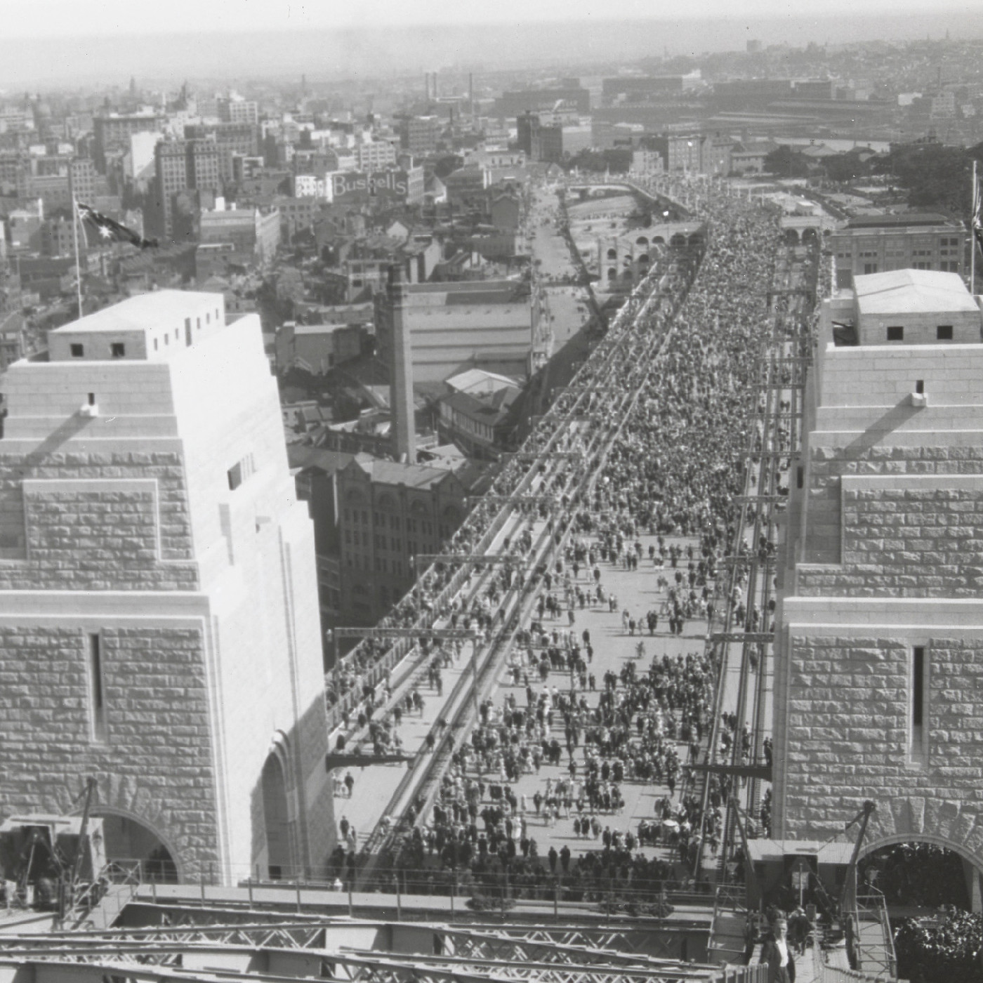 Public crossing after official opening of Sydney Harbour Bridge (1932)