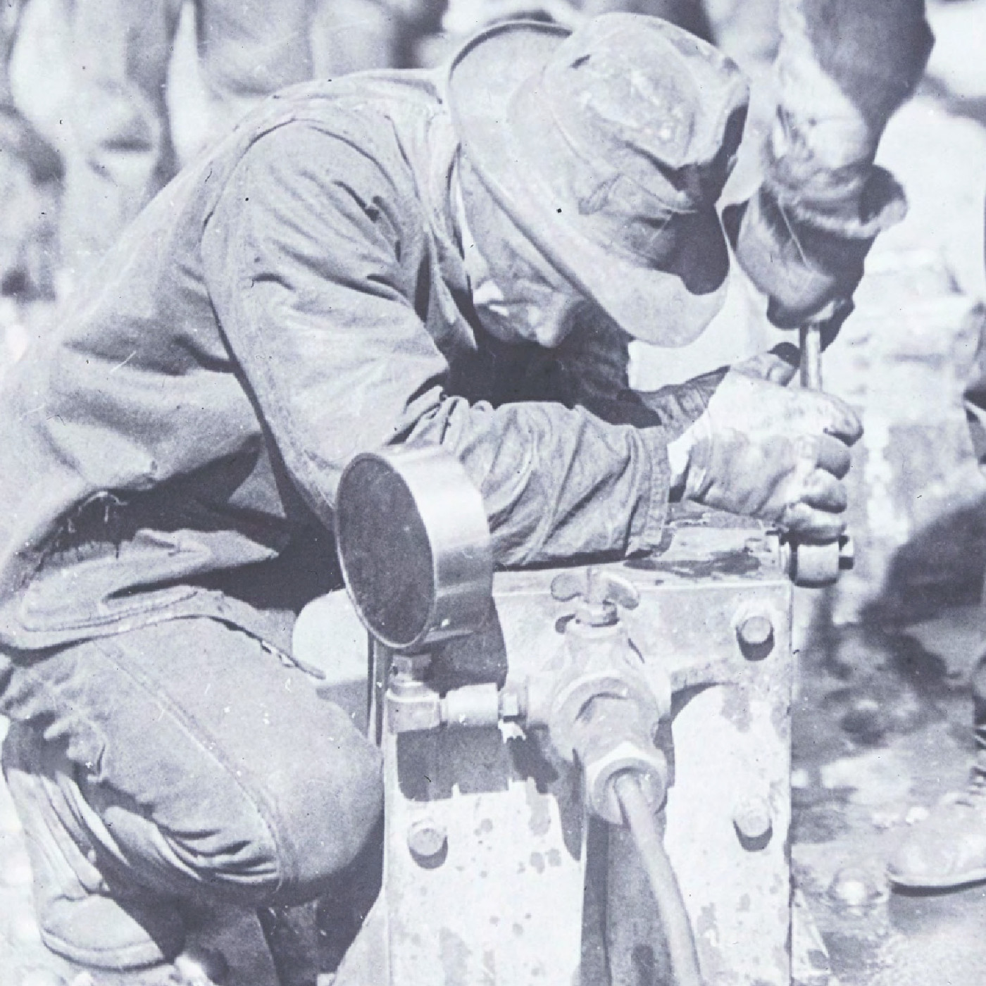 Close-up of workers on the Sydney Harbour Bridge
