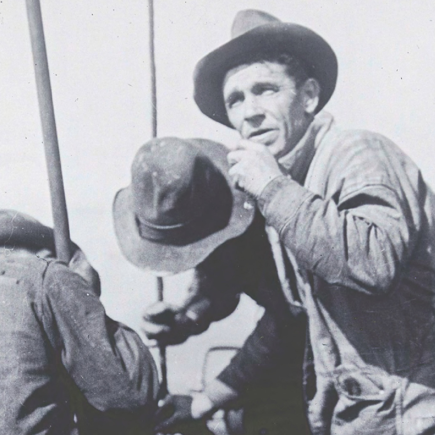 Three workers on the Sydney Harbour Bridge