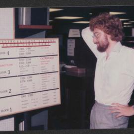 Undergraduate Library floor directory, Fisher Library, 1977