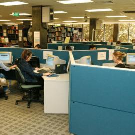 Electronic databases and online catalogue stations, Fisher Library