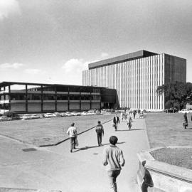 View from University front lawns towards Fisher Library