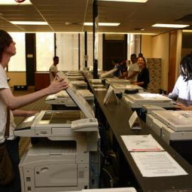 Students using photocopiers, Fisher Library, 2007