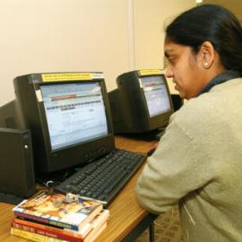 Online catalogue computers, Fisher Library, 2002