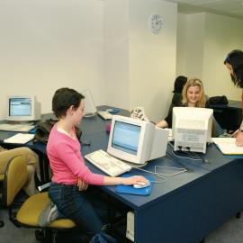 Students at group study tables, Conservatorium Library, 2002