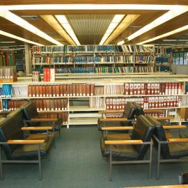 Shelves and casual seating areas, Engineering Library, 2002