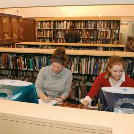 The mezzanine at Schaeffer Fine Arts Library, 2002