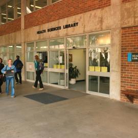 Entrance to Health Sciences Library, 2002