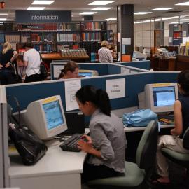 Information desk at Fisher Library