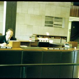 Charging desk, Fisher Library, 1963