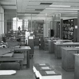 Desks in the cataloguing area, Fisher Library