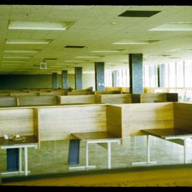 Study desks, Level 3, Fisher Library before moving in, 1962