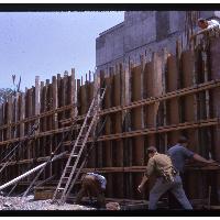 Erecting steel and blocks