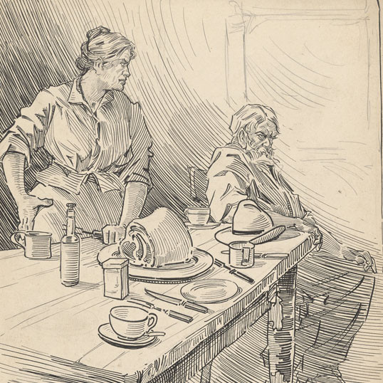 Art by David Henry Souter for 'Mum Dawson, "Boss"' by Sumner Locke
