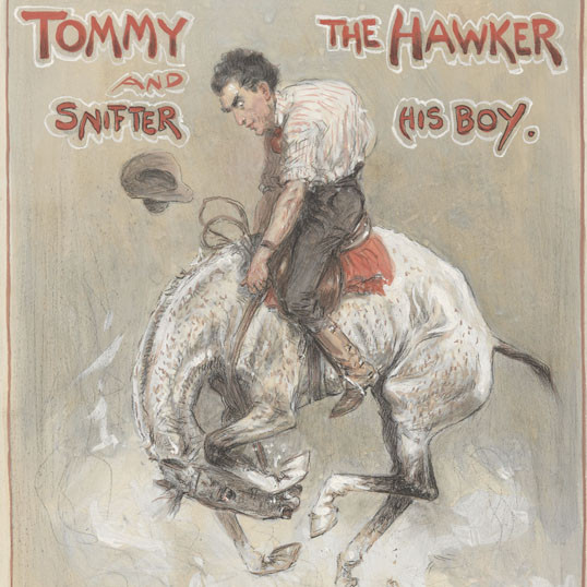 Cover art by Percy Frederick Seaton Spence for 'Tommy the hawker and Snifter his boy' by Edward Dyson