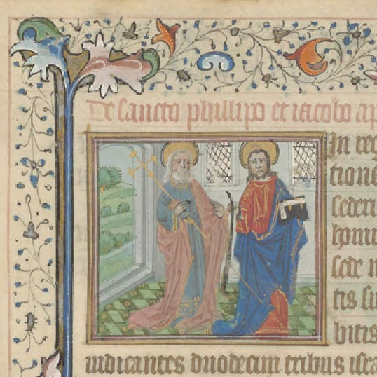 Illuminated manuscript leaf.