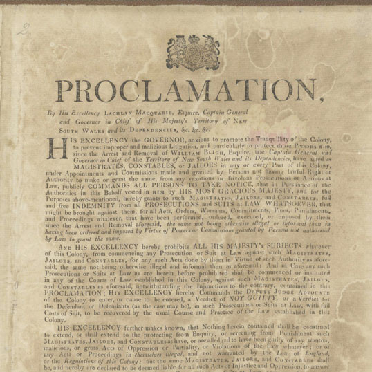 Proclamation : His excellency the Governor anxious to promote the tranquillity of the colony, to prevent improper and malicious litigation