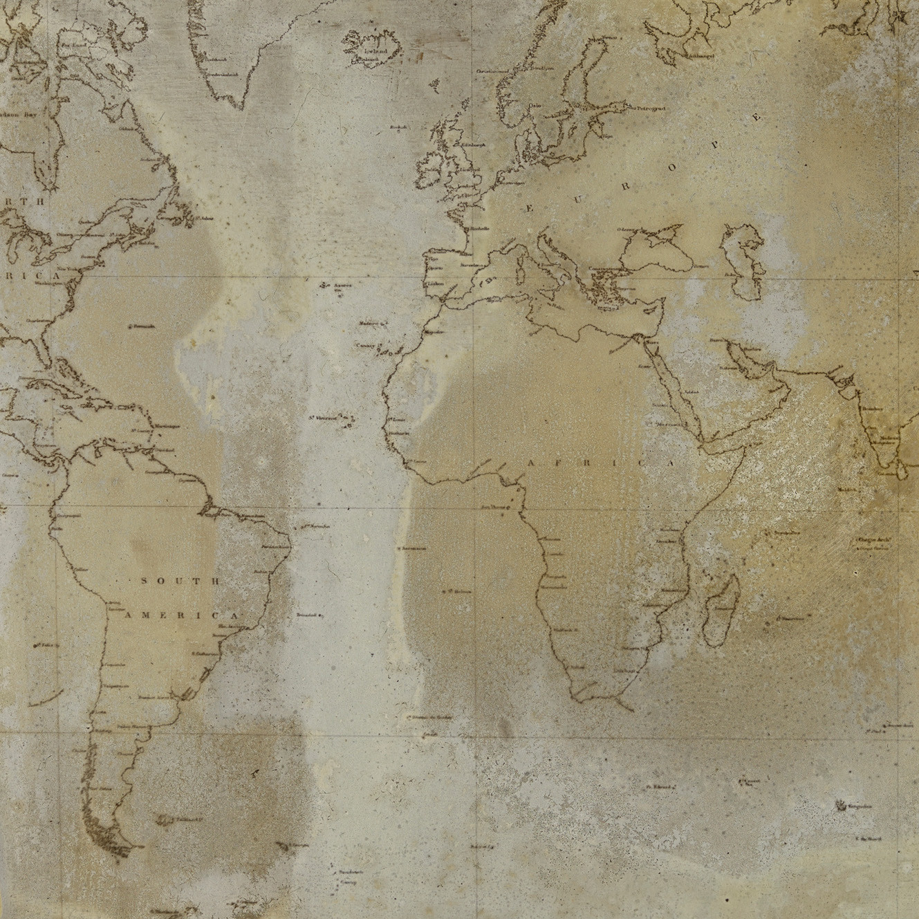 Map of Atlantic Ocean and surrounding continents