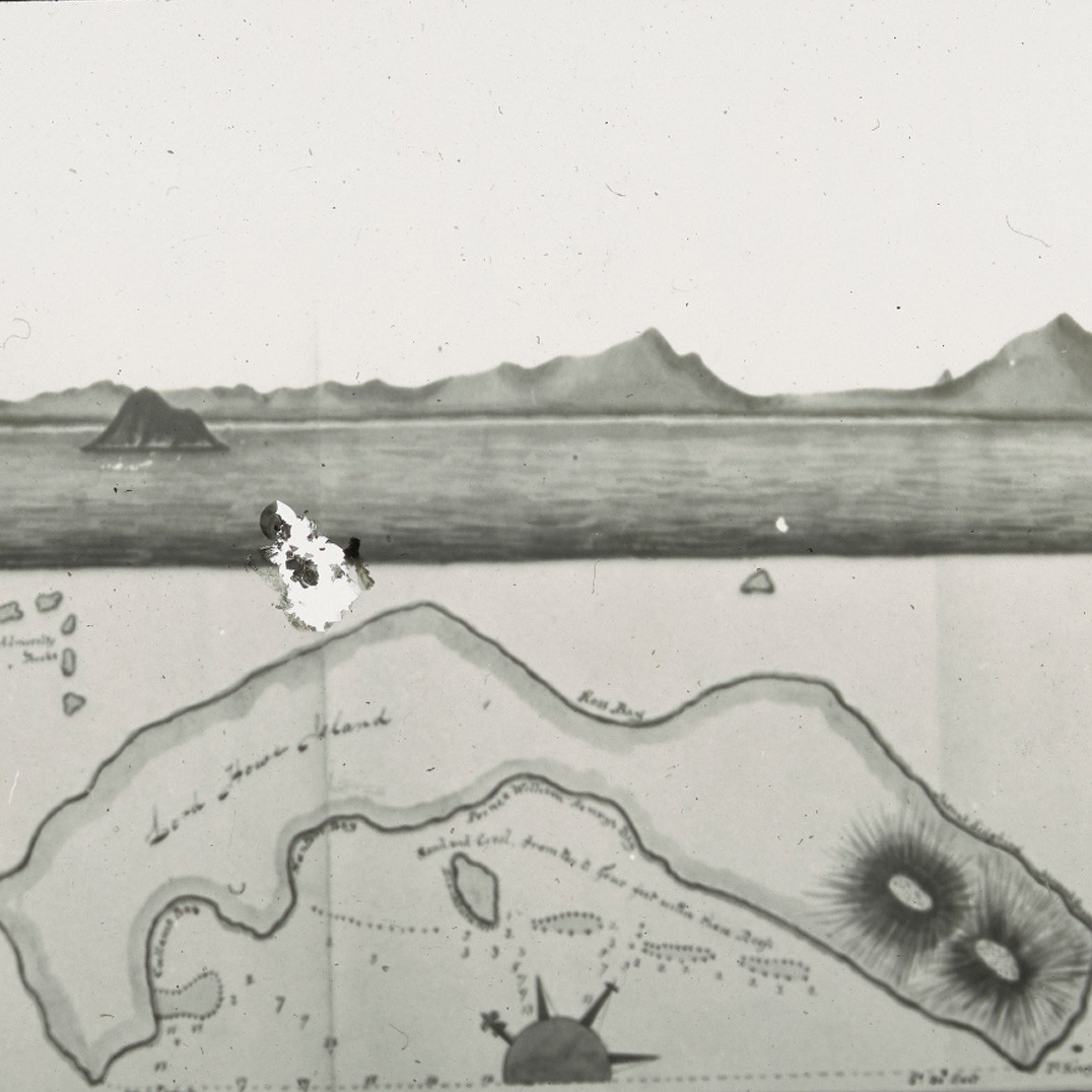Antique chart with illustration of Lord Howe Island