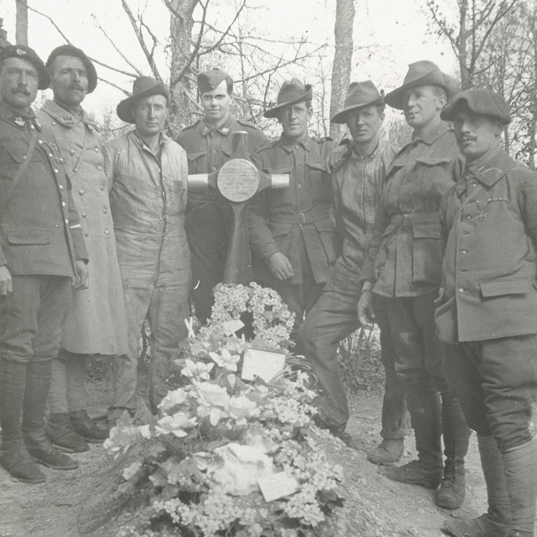 Soldiers by the grave of Manfred von Richthofen (the Red Baron), France