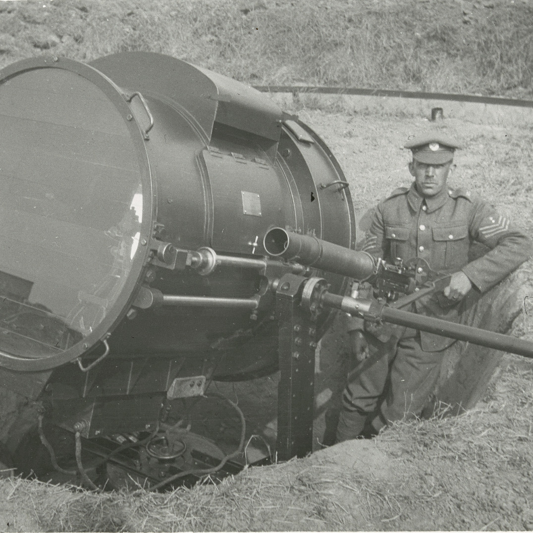 Soldier with searchlight