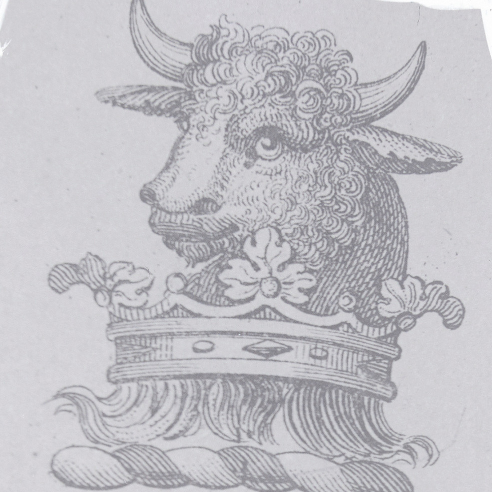 Crest with coronet and torse: A bull's head