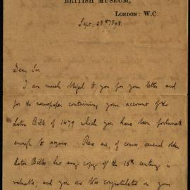 Autograph letter from F.G. Kenyon to Reverend Richard Sellars, 28 September 1898