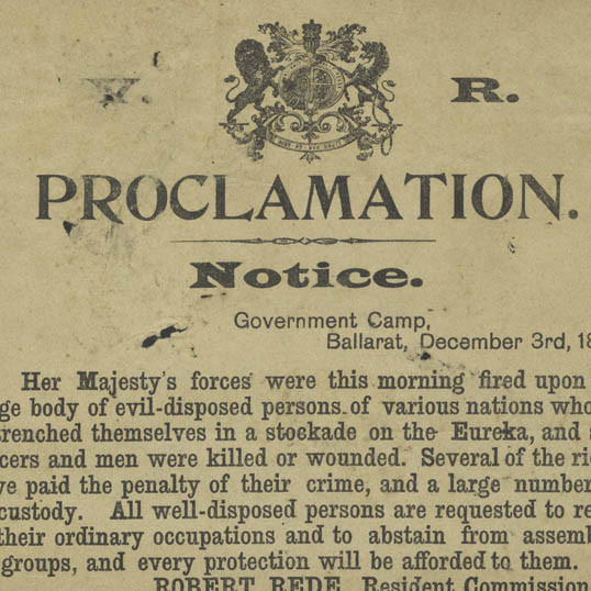 Eureka Stockade proclamation notice
