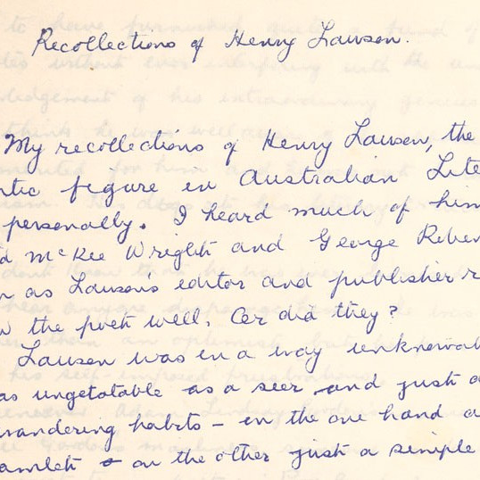 Recollections of Henry Lawson written by Zora Cross