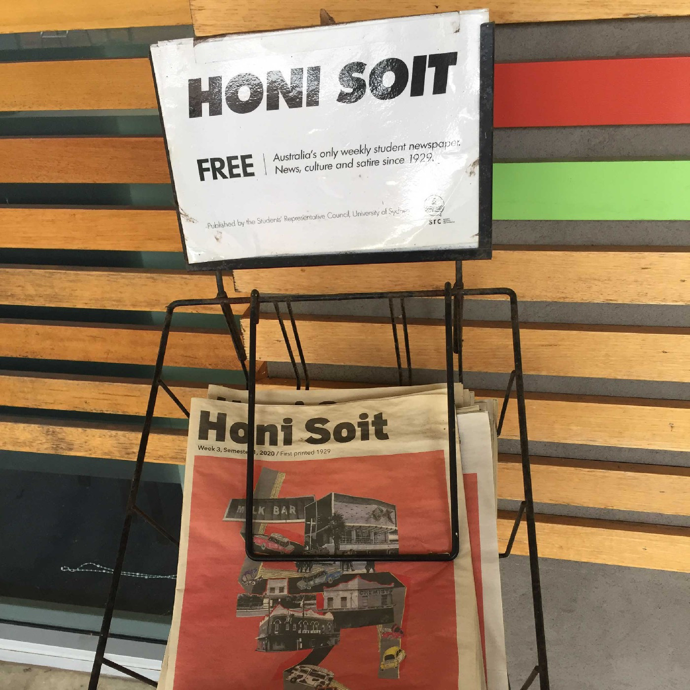 Honi Soit newsstand on Cumberland campus during COVID-19