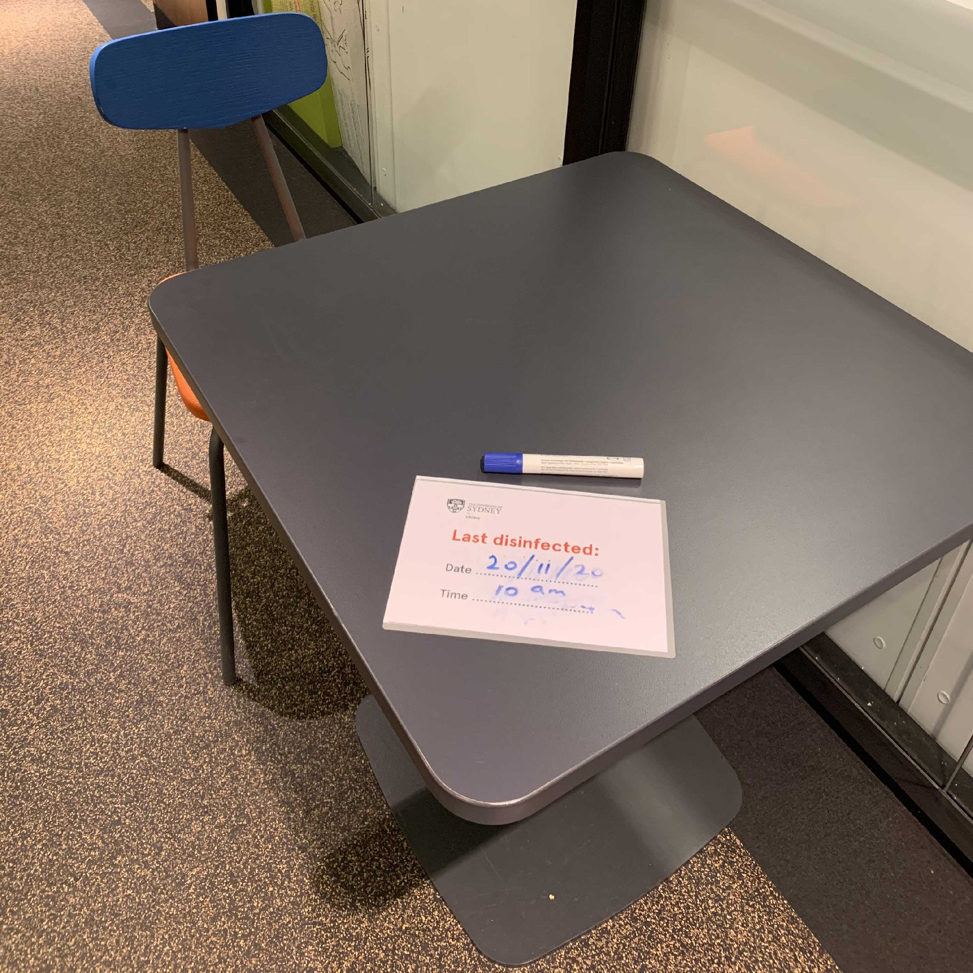 'Last disinfected' signs for shared workspaces