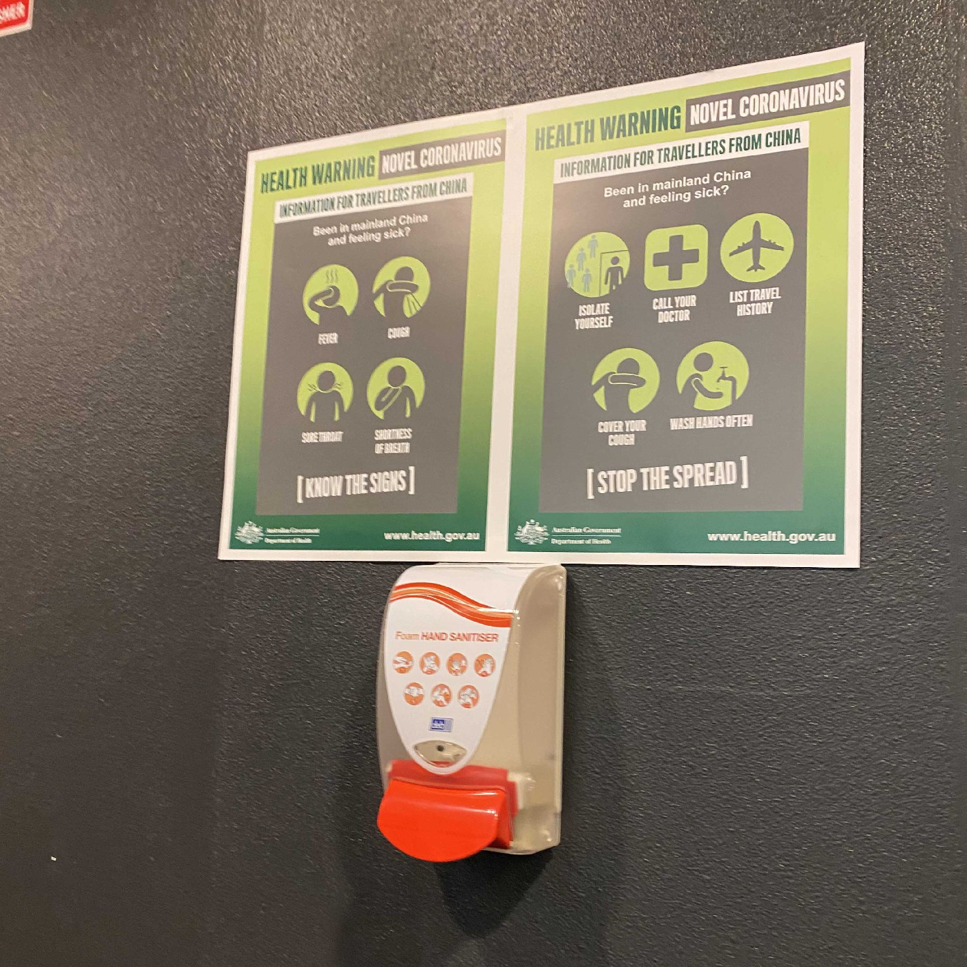 Novel coronavirus PSA and hand sanitiser