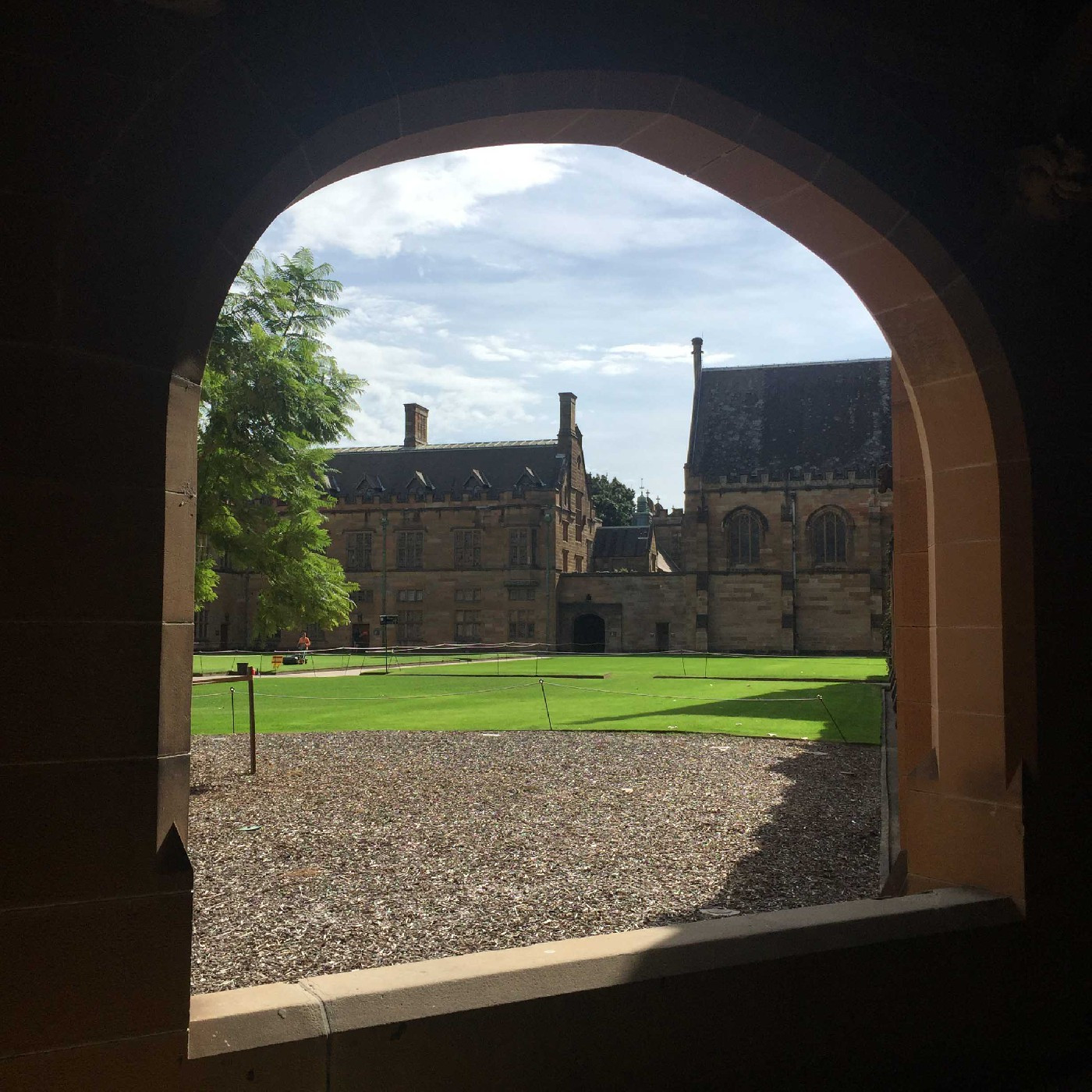 Quiet Quad through a cloister window