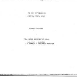 The Mark Foy's Building. Liverpool Street, Sydney. Conservation Study.