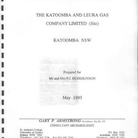 Historical Archaeological Report The Katoomba and Leura Gas Company Limited (Site).