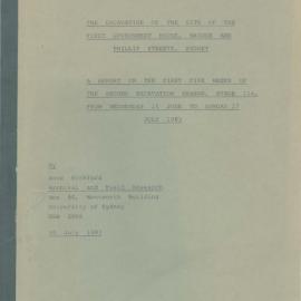 The Excavation of the Site of the First Government House, Bridge and Phillip Streets, Sydney. A Report on the First Five Weeks of the Second Season, Stage IIa, from Wednesday 15 June to Sunday 17 June 1983.