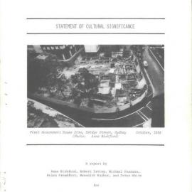 First Government House Site Statement of Cultural Significance.