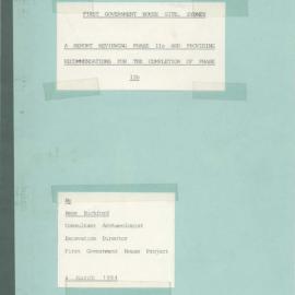 First Government House Site Sydney. A Report Reviewing Phase IIa and Providing Recommendations for the Completion of Phase IIb.