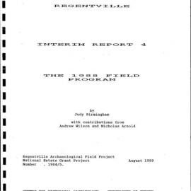 Regentville. Interim Report 4. The 1988 Field Programme.
