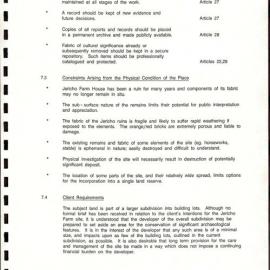 Jericho Farm House Ruins. Conservation Plan and Report on Management Options. [Colour version 2 of 3 pdfs]