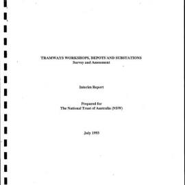Tramways Workshops, Depots and Substations. Survey and Assessment. Interim Report.