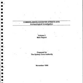 Cumberland Street/ Gloucester Streets Site. Archaeological Investigation. Volume 2. Main Report. [Black and white version]