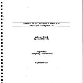 Cumberland Street/ Gloucester Streets Site. Archaeological Investigation 1994. Volume 4. Part 2. Specialist Reports. [Ceramics]