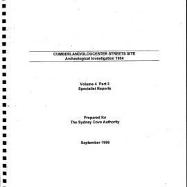 Cumberland/ Gloucester Streets Site. Archaeological Investigation 1994. Volume 4 Part 3. Specialist Reports. [Metal]