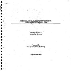 Cumberland/ Gloucester Streets Site. Archaeological Investigation 1994. Volume 4 Part 4. Specialist Reports. [Miscellaneous and Leather]