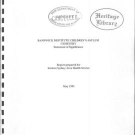 Randwick Destitute Children's Asylum Cemetery Statement of Significance.