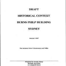 Draft Historical Context. Burns Philip Building, Sydney.